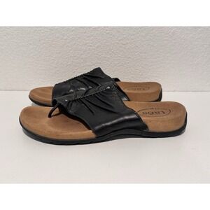 TAOS Gift 2 Ruched Leather Thong Sandal 9 Black Slip On Beach Vacation GT2-12045